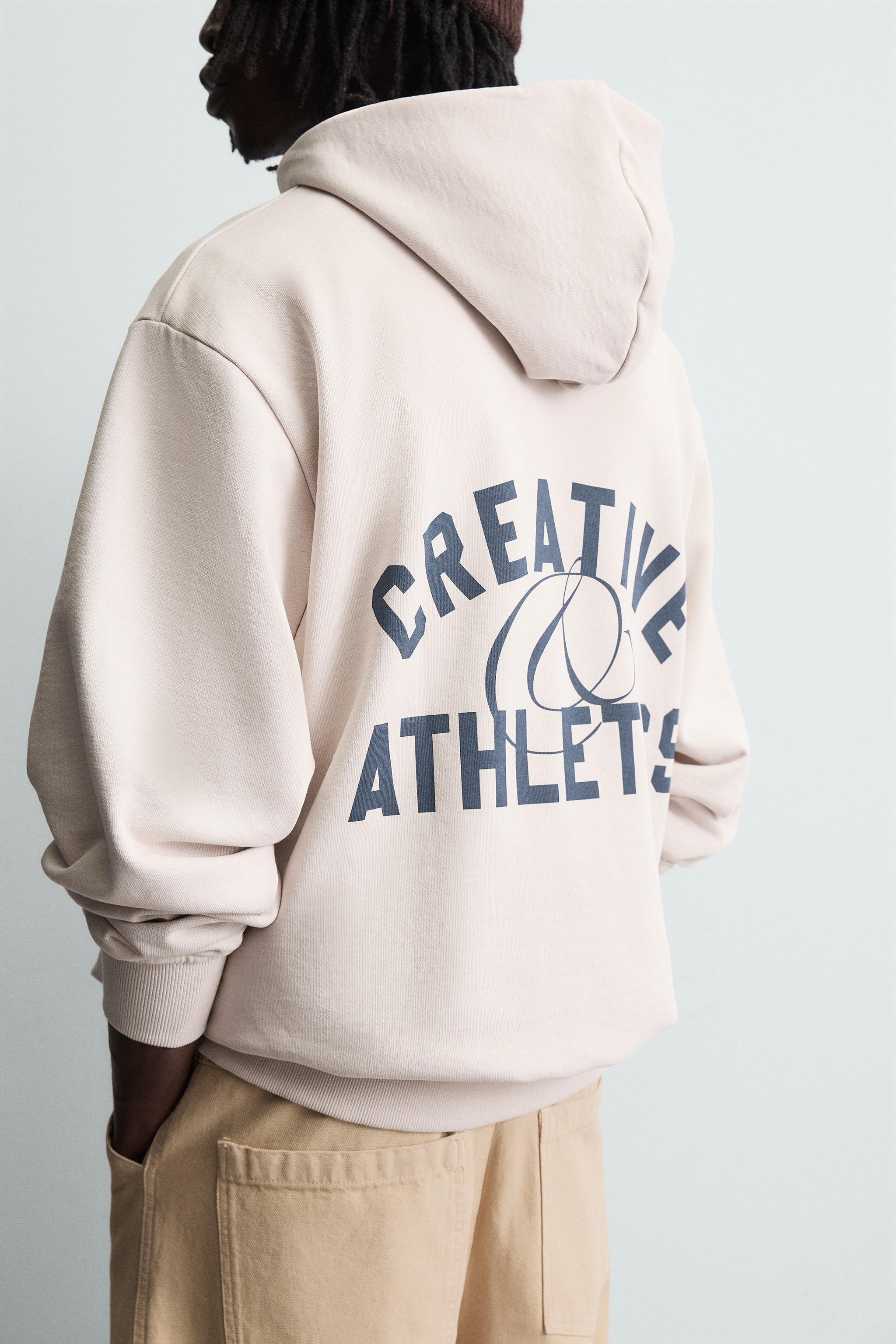 TEXT PRINTED HOODIE SWEATSHIRT